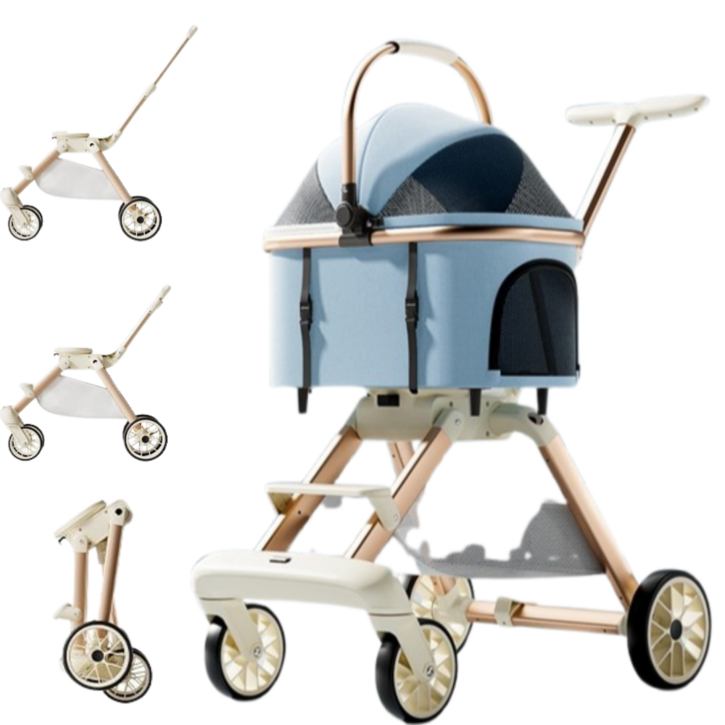 프라홈 튼튼한 원터치 폴딩 개모차 강아지 접이식 유모차