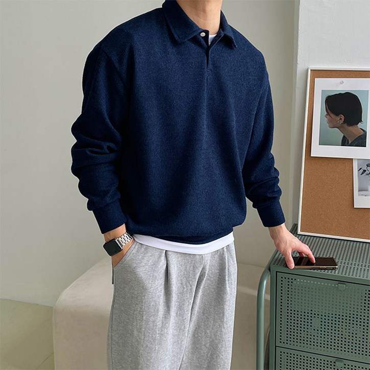 당일출고M2XL 러버 단추 카라 오버핏 니트 11color