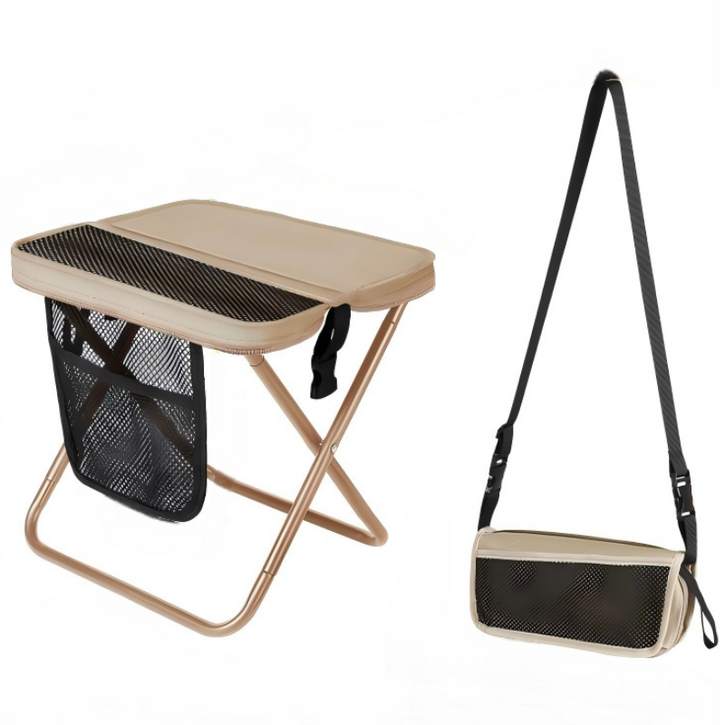 강철의자 휴대용 접이식 여행용 놀이공원 대기의자 간이의자, 1개, 베이지