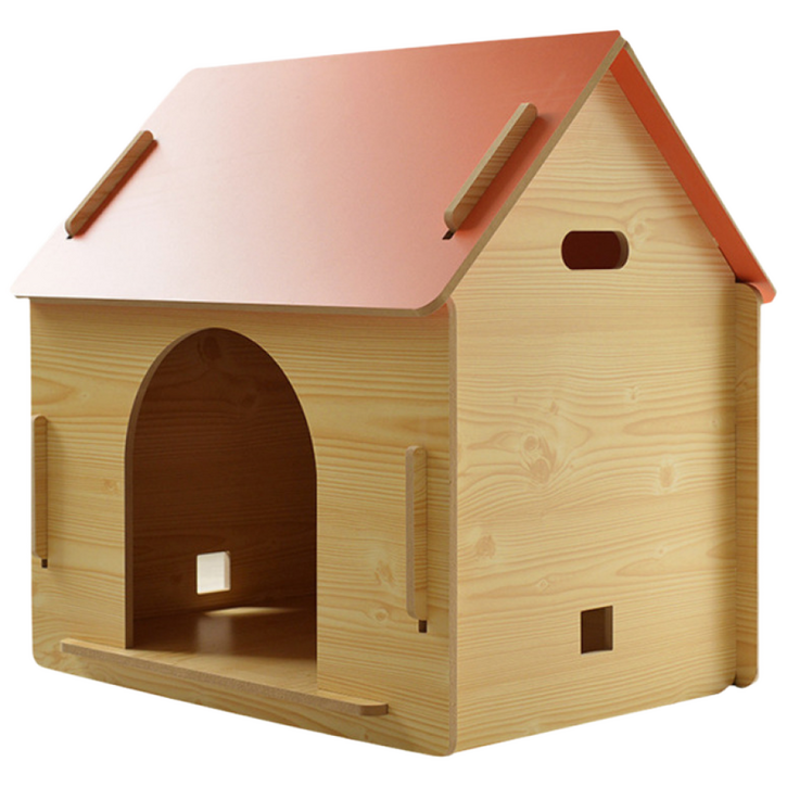 아이위크 반려견 애견 우드 케이지 사계절 펫 집 (철문 미포함), 레드, 1개