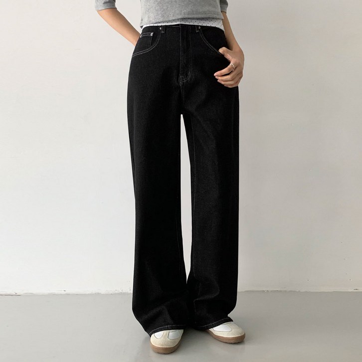 플랜데이 주식회사 여성용 숏 미디움 롱 기장 주디 히든밴딩 스판 베이직 와이드 팬츠