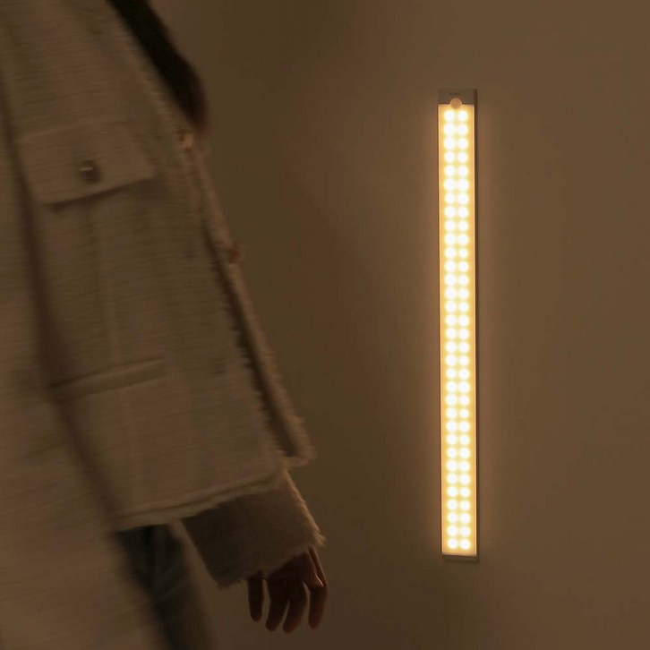 모락 넬리 스틱 C타입 충전식 LED 현관 계단 주방 벽 붙이는 모션 동작 감지 무선 자석 센서등 50cm, 1개, 전구색