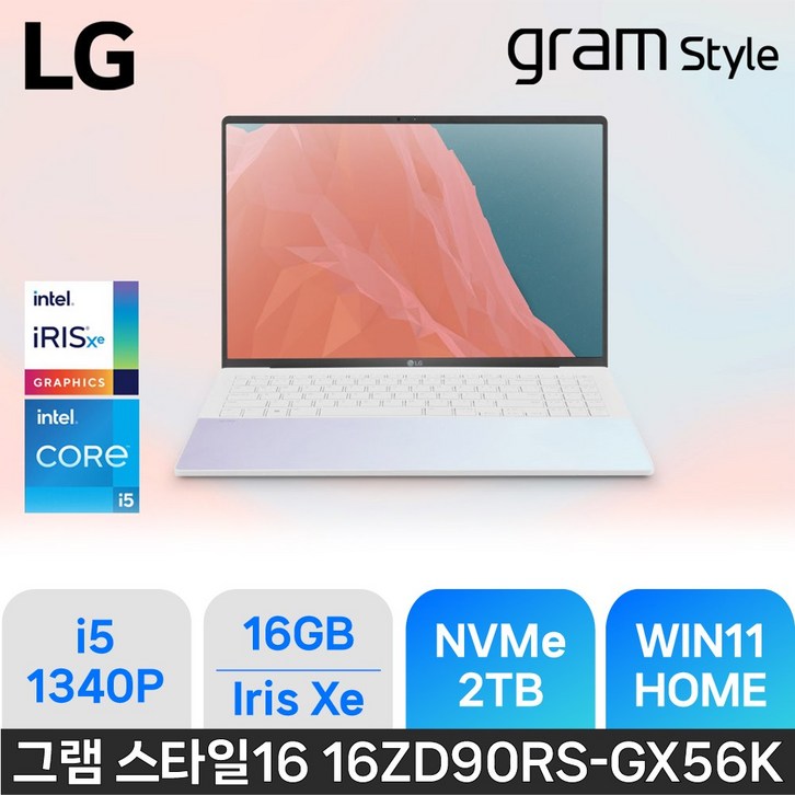 LG전자 그램 스타일16 16ZD90RSGX56K, 16ZD90RSGX56K, WIN11 Home, 16GB, 2TB, White LG전자 그램 스타일16 16ZD90RSGX56K, 16ZD90RSGX56K, WIN11 Home, 16GB, 2TB, White