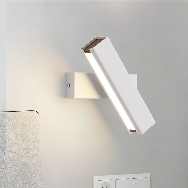 joxy 회전 가능 LED 벽등 침대 조명 W7051B, 흰색