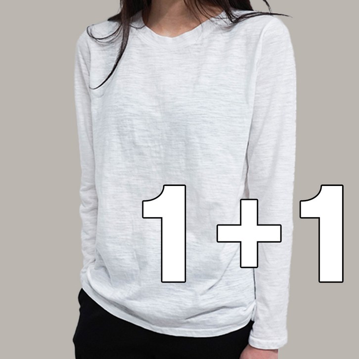11 슬라브 기본 여성 티셔츠 봄여름가을 면 베이직 무지 이너 긴팔티 2p