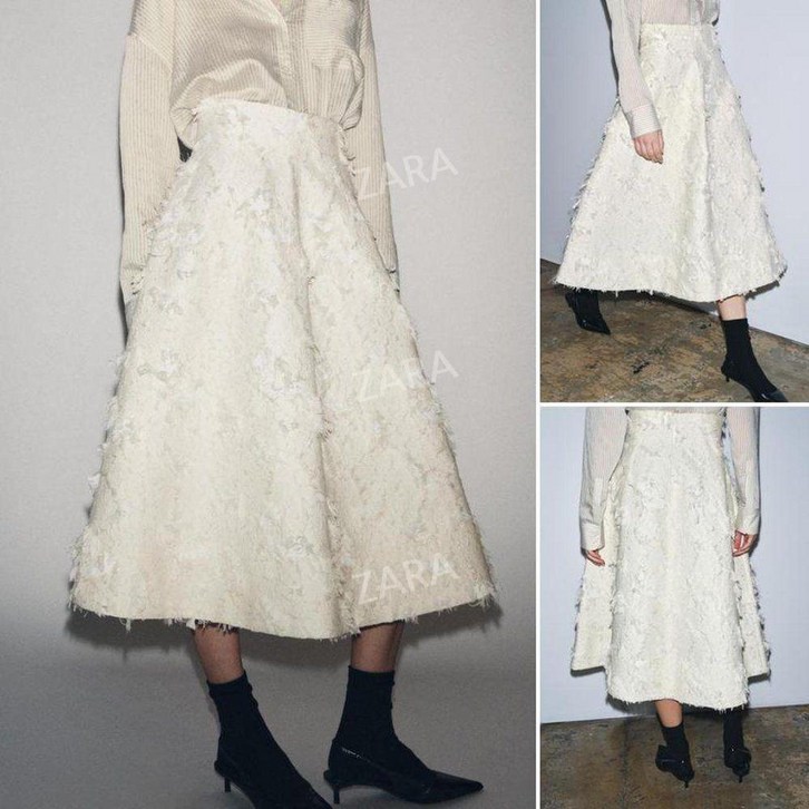 자라 가을 겨울 신상 프렌치 울 우산 롱스커트 2025