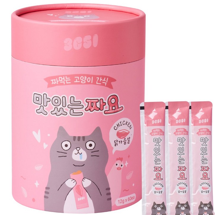 3651 맛있는 짜요 짜먹는 고양이 츄르 간식, 60개입, 12g, 닭가슴살 3651 맛있는 짜요 짜먹는 고양이 츄르 간식, 60개입, 12g, 닭가슴살