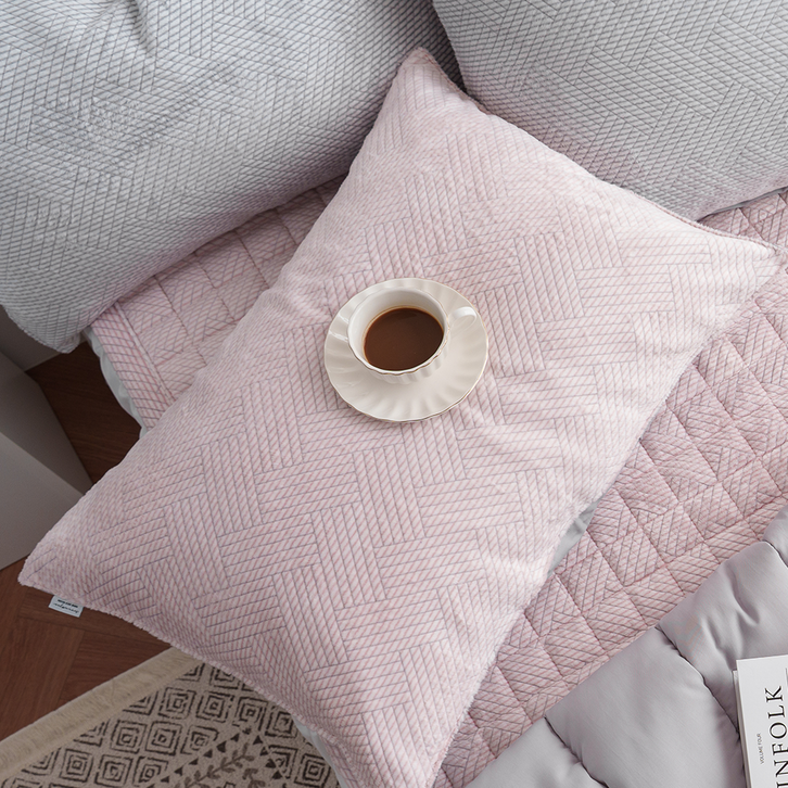 극세사베개 쿠에뜨 겨울 엘르 5mm 번아웃 헤링본 40x60 50x70 겨울 베개커버