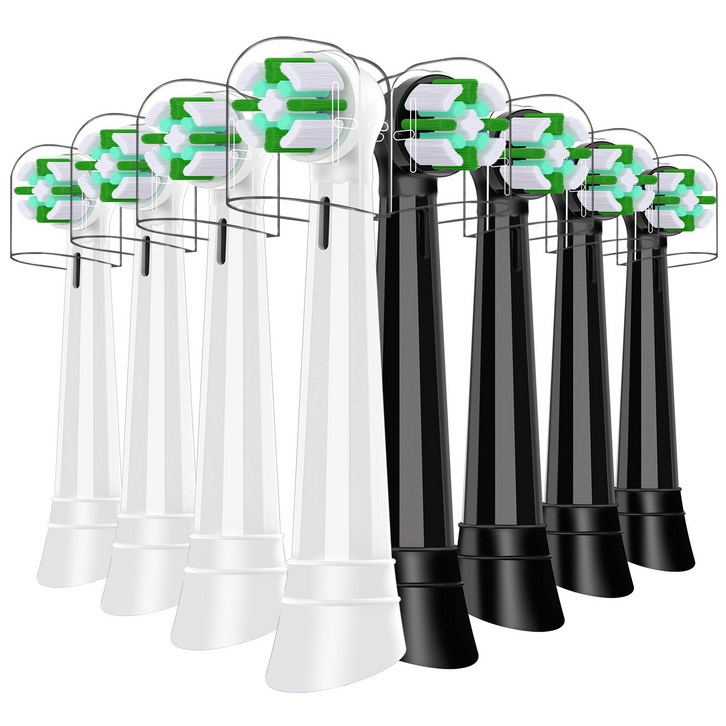 전동칫솔 교체 헤드, 오랄비 iO 2345678910 시리즈 전동칫솔 손잡이에 호환되는 칫솔 헤드, 8개, blackwhite, i171