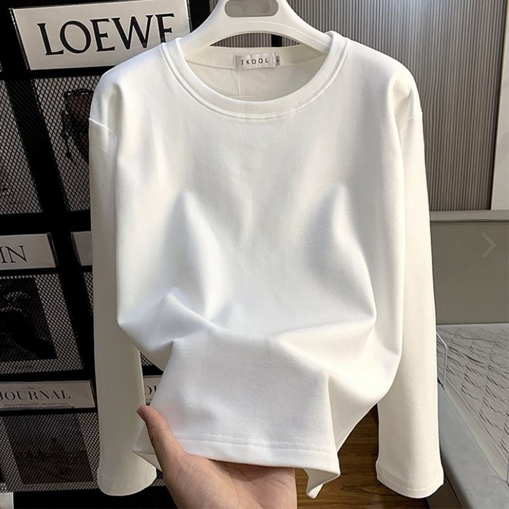 2P 베이직기모 순색 무지 긴팔 티셔츠 라운드넥 베이직 이너티셔츠 기모 이너티셔츠