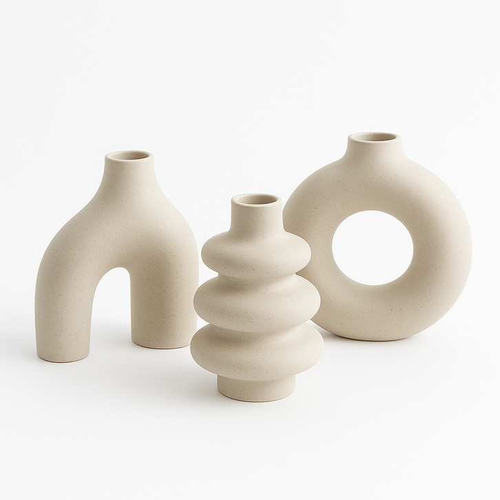 토도샵 세라믹 도자기 화병 꽃병 오브제 3P 세트 집들이 개업 선물 인테리어 소품