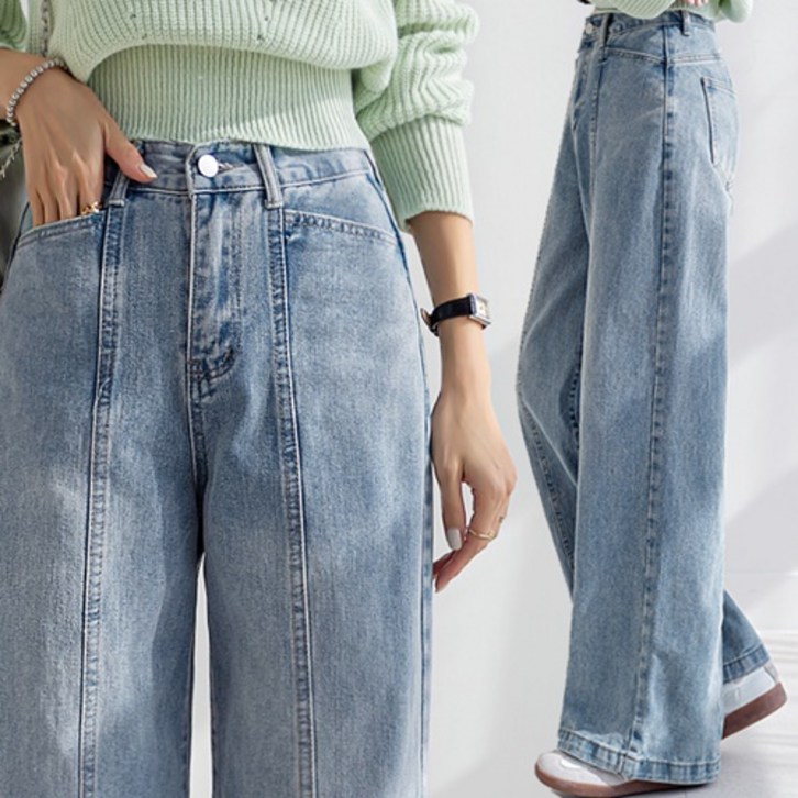 나크21 SL 절개 포인트 와이드 데님팬츠 DM51P19