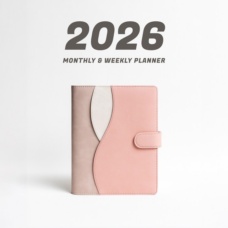 WAVY 프리미엄 6공 비즈니스 2026년 날짜형 다이어리, 더스트 핑크 날짜형