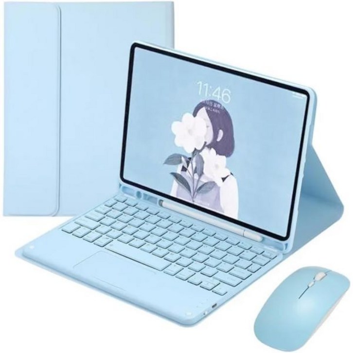 갤럭시 탭 A7 10.4 SMT500T503T505T507T509용 키보드 케이스 키보드와 마우스 포함 펜 홀더 스탠드 분리형 충전식 트랙패드블랙