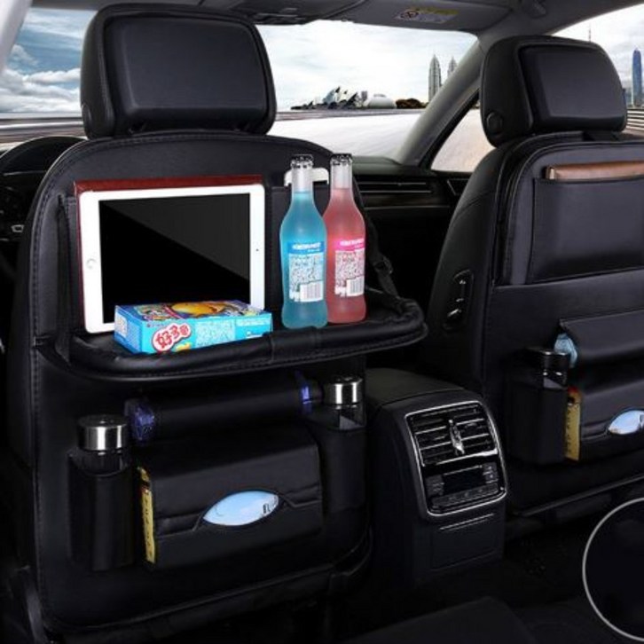 카무드 차량용 수납함 카시트 테이블, 블랙, 2개