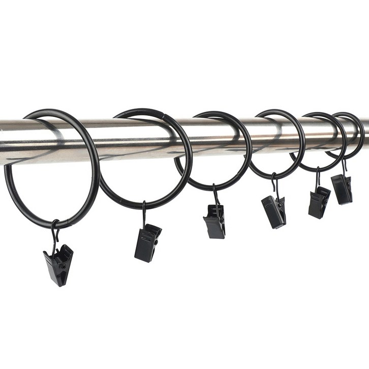 스텐 커튼링 중문 가림막 공간분리 커튼봉 집게 고리 샤워부스 주방 분리 블랙 택1