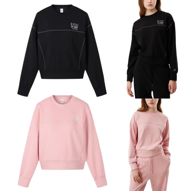 매장정품 르꼬끄 여성 루즈핏 속건 활동성 터치감 자수 맨투맨 티셔츠 QP322OFS71, 2컬러