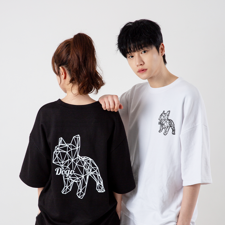 3D 도그 불독 반팔티 색상 2종 반팔 오버핏 루즈핏 캐주얼 빈티지 프린팅 커플티 데일리 남자 여자 남녀공용