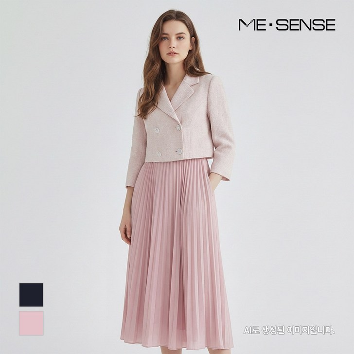 미센스 밑단주름 배색 원피스MB33OPM182A
