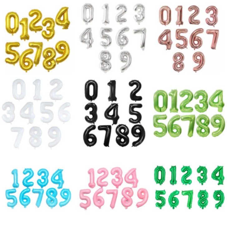 숫자 은박 호일 풍선 소형대형 블루 그린 핑크 파스텔 은박 파티풍선 백일 돌잔치 천일 300일 500일, 그린