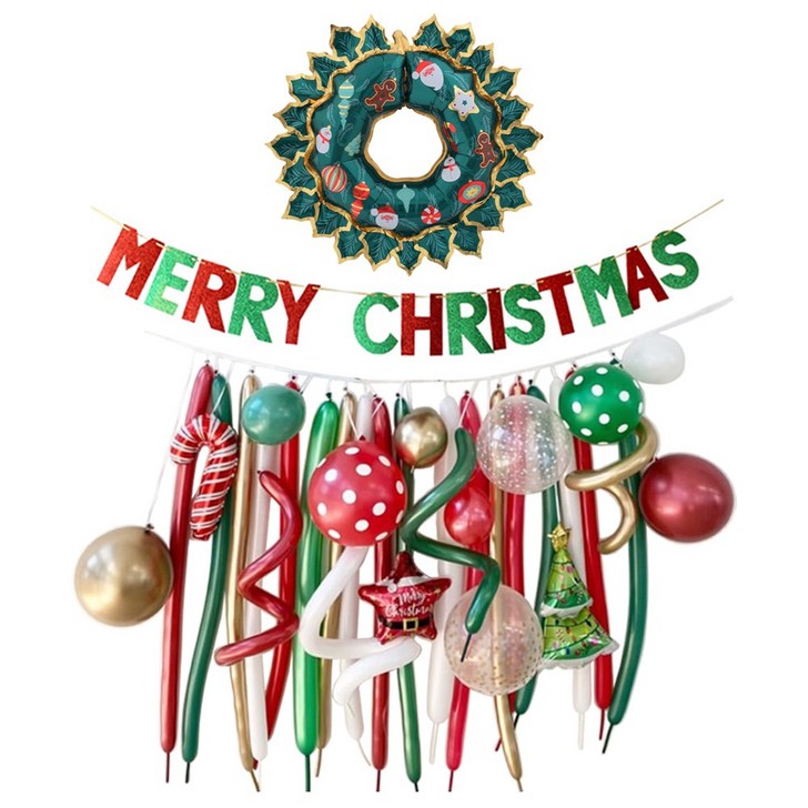 크리스마스 세트 풍선 가랜드 파티장식 소품 혼합풍선 트리 데코 홈파티용품 에브리띵스마일 1077, 1세트, 타입 9