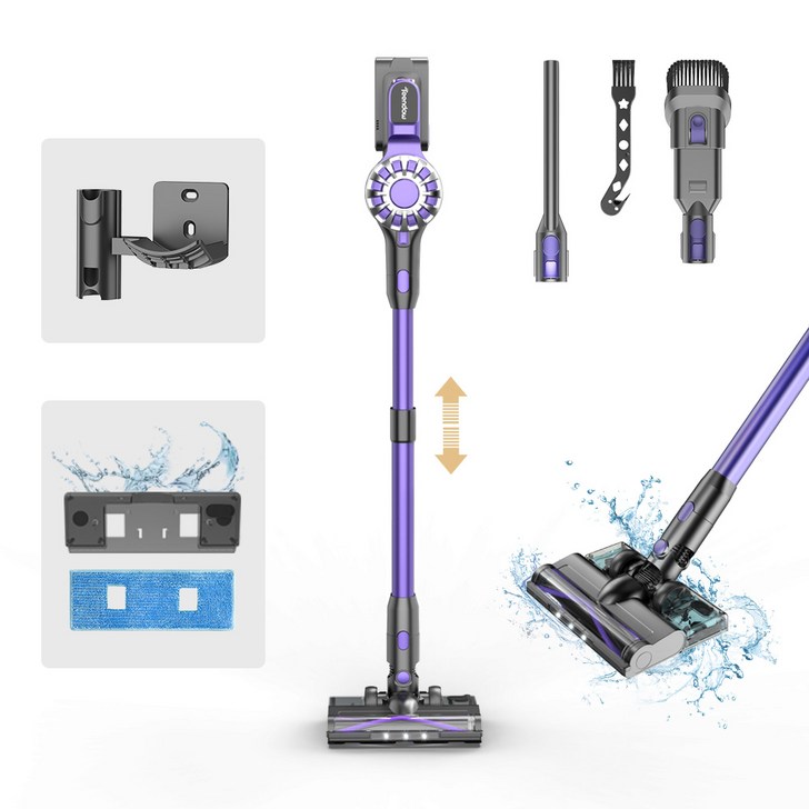 최신형 틴도우 차이슨 무선청소기 BLDC 스틱형 원룸 청소기물걸레 기트다양한 구성품, 퍼플, V07
