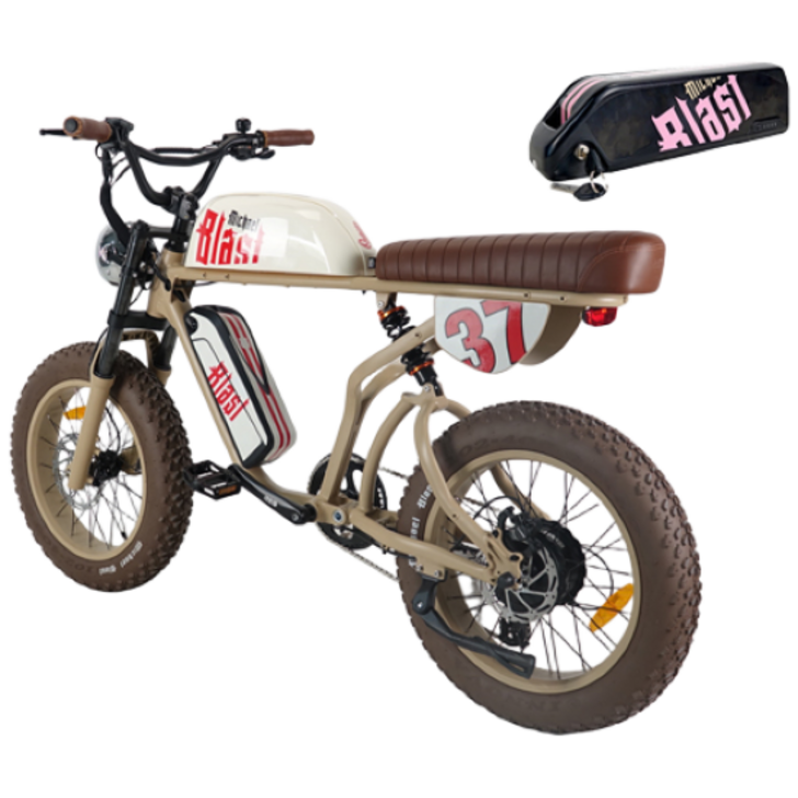 마이클블라스트 E30 전기자전거 자토바이 팻바이크 고출력 500W 48V 15Ah15Ah, 샌드브라운, 알루미늄