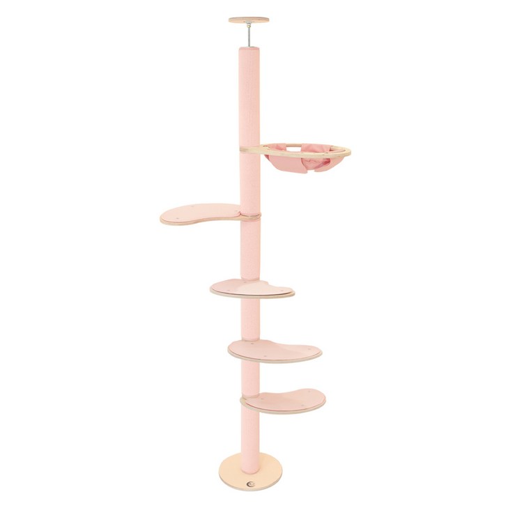 캣츠드림 고양이 기본에 충실한 해먹형 풀카펫 캣폴 세트 001 대형 B형, 핑크, 1세트