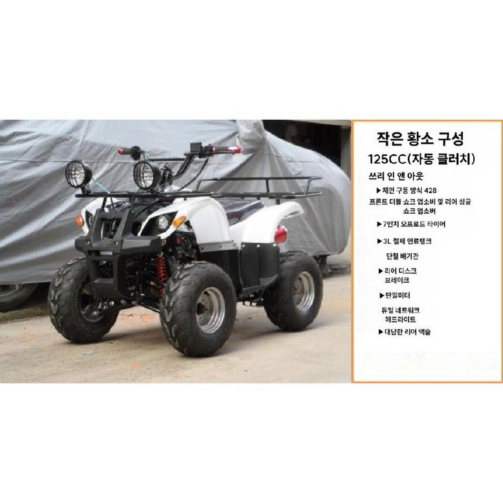 ATV 4륜 오프로드 125cc 4WD 무단 자동 변속기 산악 사발이 비포장 사륜 오토바이