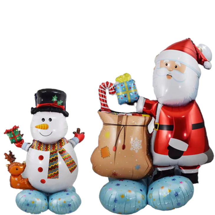 [마켓영] 크리스마스대형풍선 스탠딩 은박풍선 에어벌룬 2종 스노우맨+산타 풍선세트 (와이어전구 3m 서비스증정) - 쇼핑뉴스