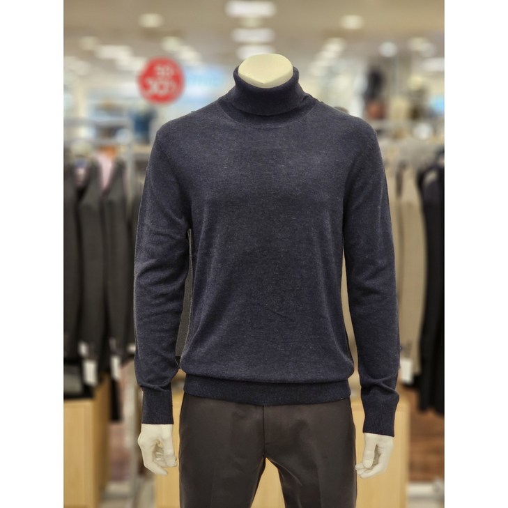 백화점무료배송 킨록 바이 킨록앤더슨 남성패션 최고급 네이비 캐시미어혼방 터틀넥 니트 폴라티셔츠 NJIW09