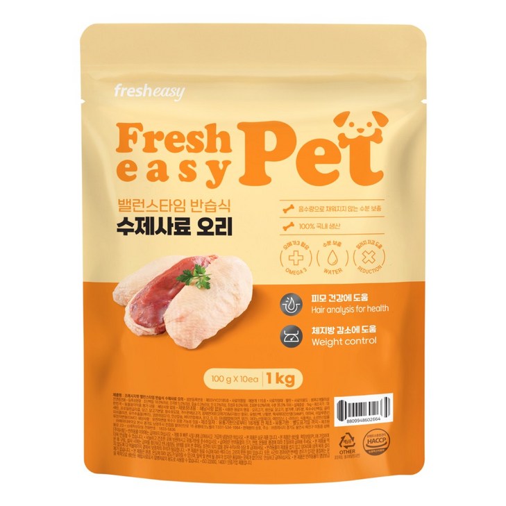 프레시지펫 밸런스타임 강아지 반습식 수제사료 소프트 전연령용 오리맛, 1개, 1kg, 오리 프레시지펫 밸런스타임 강아지 반습식 수제사료 소프트 전연령용 오리맛, 1개, 1kg, 오리