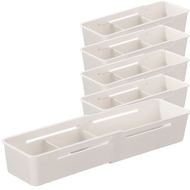 엘아즈 길이조절 서랍 팬트리 수납정리함, 5개, 화이트