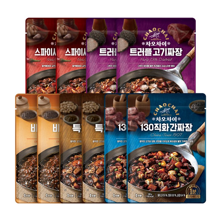 차오차이 짜장 혼합 5종 x 2p 세트, 1.8kg, 1세트