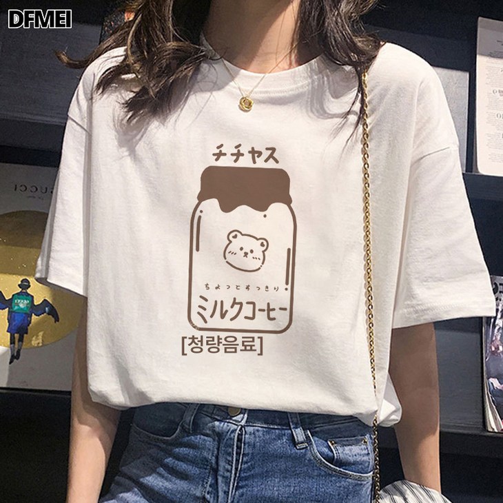 DFMEI 반팔 티셔츠 ins 루즈핏 반팔 탑