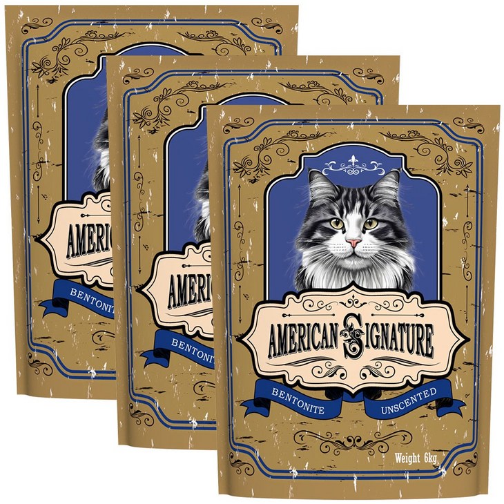 아메리칸 시그니처 고양이모래, 무향, 3개, 6kg