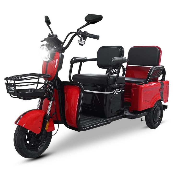 에코로 X5 어르신 삼륜 전기 전동스쿠터 48V, 블랙