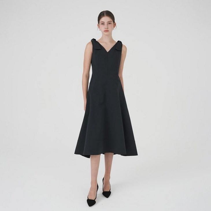 온앤온 가을 원피스 리본 슬리브리스 플레어 NEW4MOC18