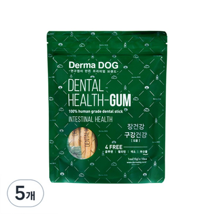 더마독 강아지 덴탈 헬스껌 150g, 장건강 구강건강, 5개 더마독 강아지 덴탈 헬스껌 150g, 장건강 구강건강, 5개