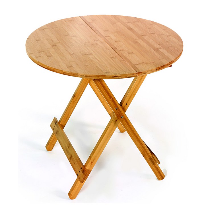 모던 접이식 대나무 원형 테이블 65 x 62.8 cm, 혼합색상