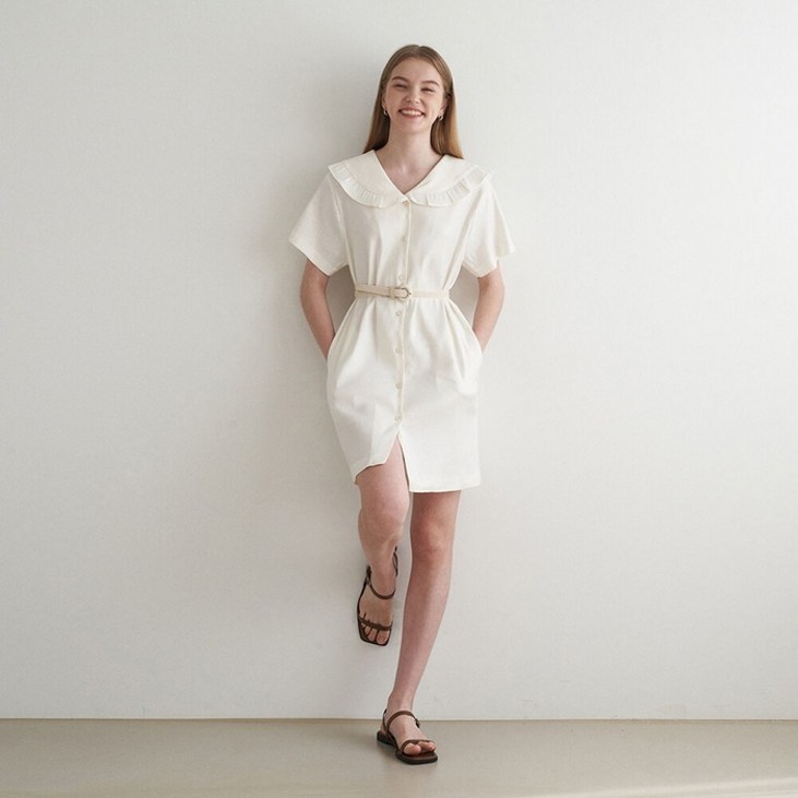 어다울 Sailor collar linen shirt dress ivory 어다울 Sailor collar linen shirt dress ivory