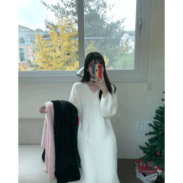 브이넥 앙고라 롱 원피스 4col 브이넥 앙고라 롱 원피스 4col