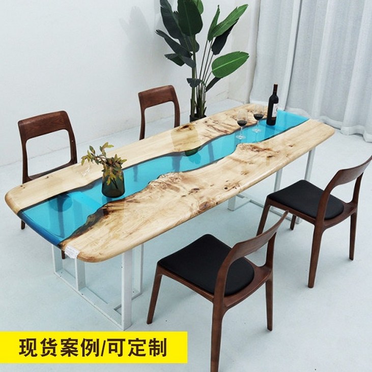 레진테이블 테이블 에폭시 레진 원목 디자인책상 식탁 특이한 전체 에폭시 상단 차