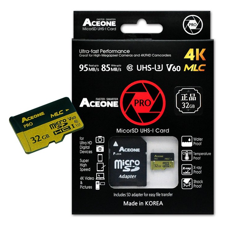 에이스원 프로 MicroSD 32GB 4K MLC V60 U3, 32GB