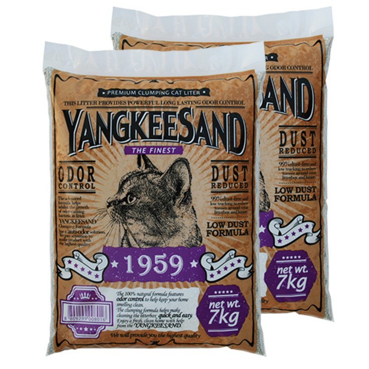 벤토나이트 양키샌드 응고형 1959 피톤치드 고양이 모래, 7kg, 2개