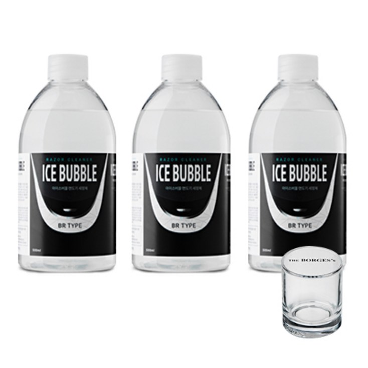 아이스버블 브라운 호환 BR타입 면도기세정액 500ml x 3p + 세척용 유리컵, 단일상품, 단일색상