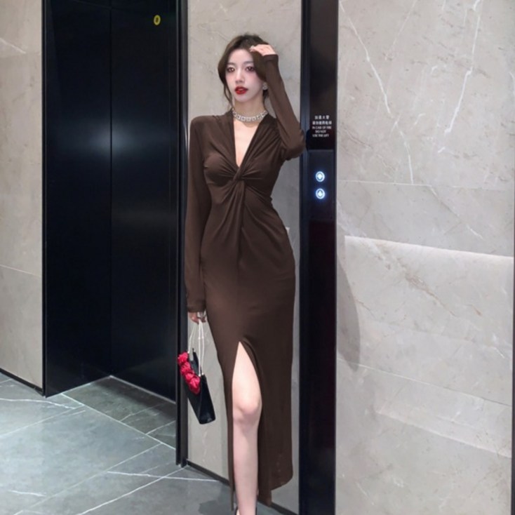 포플러앤씨 여성용 레아 슬릿 랩 원피스 P25FOPS081110