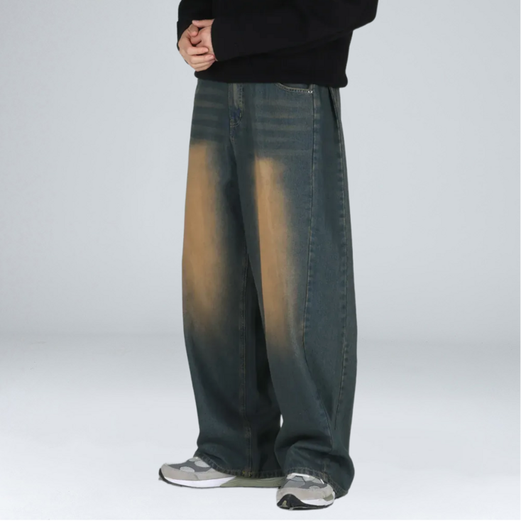 이브클로젯 이황에프엔씨 남성용 사이드턱 Y2K 워싱 와이드 데님 팬츠 6468 1