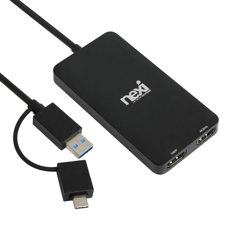넥시 USB 3.1 TypeC  USB 3.0 to Dual HDMI 컨버터 NX1316, 1개