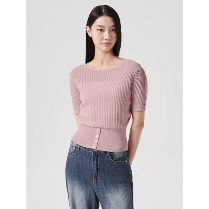 에잇세컨즈 8SECONDS 밑단 버튼 슬림 니트 라이트핑크 354551MQ6Y 187345